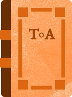 An orange book with the letters ToA on the cover